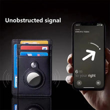 Load image into Gallery viewer, Minimalist vegan leather card wallet with RFID protection and phone displaying unobstructed signal feature.
