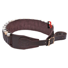 Load image into Gallery viewer, Cowhide Leather Shotshell Bandolier Belt Shotgun Shell Belt Ammunition Carrier for hunting and shooting, accommodates 20 shells