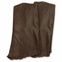 Cargar imagen en el visor de la galería, Dark Brown leather sheep skins on a white background