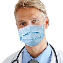 Cargar imagen en el visor de la galería, Doctor wearing a blue surgical mask on a white background