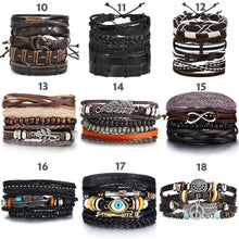 Load image into Gallery viewer, Collection of stylish multilayer leather bracelets with various designs, ideal for enhancing any outfit with a touch of elegance.