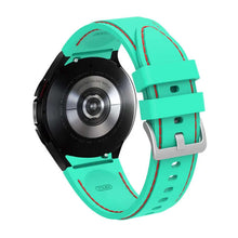 Load image into Gallery viewer, Samsung Galaxy Watch with teal 20mm double line silicone sports bracelet, suitable for Galaxy Watch 4 Classic, 46mm and 42mm models.