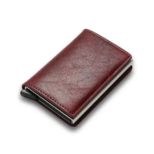 Load image into Gallery viewer, RFID Black Magic Trifold Slim Mini Wallet in Red Vegan Leather - Compact and Stylish Design