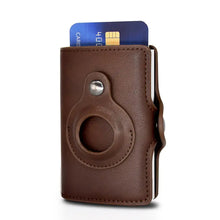 Load image into Gallery viewer, Airtag Wallet Money Bag Leather in brown, featuring card slots and sleek design for secure, stylish carry of essentials.