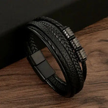 Load image into Gallery viewer, Classic men's leather bracelet with braided design and metal accents, perfect for elevating style and making a bold statement.