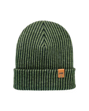 Charger l'image dans la galerie, HAAKWEAR Cuffed Wide Ribbed Striped Beanie / Hat, Black / Green, Limited Edition - Made in USA