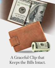 Charger l'image dans la galerie, Leather Bifold Wallet – Removable Money Clip, Snap Closure