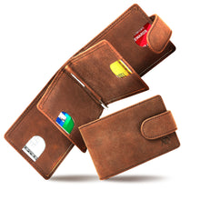 Charger l'image dans la galerie, Leather Bifold Wallet – Removable Money Clip, Snap Closure