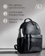 Charger l'image dans la galerie, Genuine Leather Backpack – Fits 15.6" Laptop, Hidden AirTag Pocket