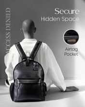 Charger l'image dans la galerie, Genuine Leather Backpack – Fits 15.6" Laptop, Hidden AirTag Pocket