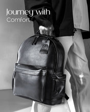 Charger l'image dans la galerie, Genuine Leather Backpack – Fits 15.6" Laptop, Hidden AirTag Pocket
