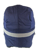 Load image into Gallery viewer, Blue unisex faux fur winter trooper hat with velcro chin strap and removable face mask.