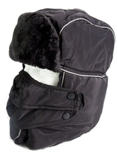 Load image into Gallery viewer, Alex unisex ushanka trapper hat with faux fur lining and removable mask, windproof design, one size, polyester material.