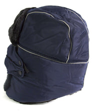 Load image into Gallery viewer, Alex Unisex Ushanka faux fur windproof trapper hat with removable mask in navy blue.