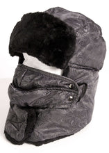 Load image into Gallery viewer, Alex unisex ushanka trapper hat with faux fur and removable mask, windproof design, polyester material, one size, gray pattern.