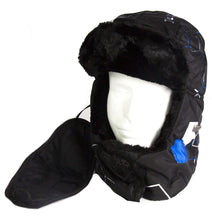 Load image into Gallery viewer, Alex Unisex Ushanka Faux Fur Trapper Hat with Removable Mask, black windproof aviator style, headgear for warmth and comfort.
