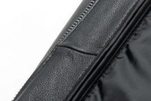 Load image into Gallery viewer, Close-up of REED Men's Premium Leather Aviator Bomber Jacket zipper and leather texture.