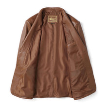 Load image into Gallery viewer, REED Men's Lambskin Leather Blazer Jacket interior view showcasing premium quality and soft-touch lining.