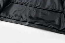 Load image into Gallery viewer, Interior view of REED EST. 1950 men's lambskin leather jacket showing lining and leather details