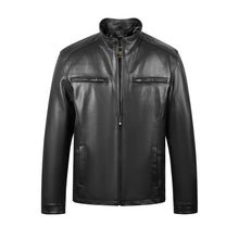 Load image into Gallery viewer, REED Men's Lambskin Leather Jacket with Stand-Up Collar