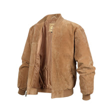 Load image into Gallery viewer, REED Men's suede leather baseball jacket with satin lining, durable and stylish for fall and spring