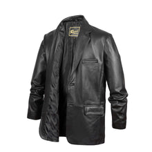 Load image into Gallery viewer, REED Men's Premium Lambskin Leather Blazer with Soft-Touch Finish, Classic Black Sports Jacket, Perfect for Timeless Style and Elegance.