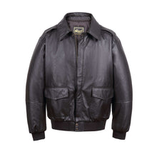 Load image into Gallery viewer, REED Men's Premium Leather Aviator Bomber Jacket with pockets and ribbed cuffs, stylish and durable imported leather.
