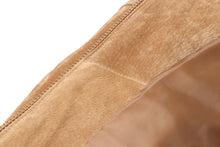 Load image into Gallery viewer, Close-up of REED Men's Baseball Suede Leather Jacket showing soft suede texture and satin lining.