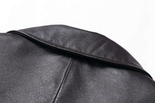 Load image into Gallery viewer, Close-up of REED Men's Premium Leather Aviator Bomber Jacket showcasing durable imported leather