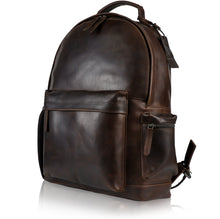 Charger l'image dans la galerie, Genuine Leather Backpack – Fits 15.6" Laptop, Hidden AirTag Pocket