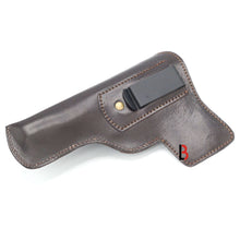 Load image into Gallery viewer, Cowhide Leather Universal Gun Holster Concealed Carry Pistol Holsters in brown handmade leather for adjustable left side use.
