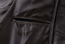 Load image into Gallery viewer, Inner pocket of men's lambskin leather jacket with smooth lining