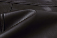 Load image into Gallery viewer, Close-up of premium genuine lambskin leather texture from REED men's jacket.