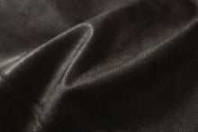 Load image into Gallery viewer, Close-up of REED Men's Baseball Suede Leather Jacket highlighting the soft, supple suede material, perfect for fall and spring wear.
