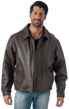 Load image into Gallery viewer, REED Men's tall casual leather cowhide jacket, union made in USA. Durable and stylish outerwear for big and tall men.