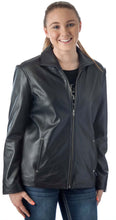 Load image into Gallery viewer, REED Women's Lambskin Classic Leather Jacket, 26-inch, satin lining, stylish and warm for winter, perfect fit, imported
