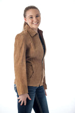 Load image into Gallery viewer, Women's genuine suede leather fashion jacket by REED, featuring imported soft, durable suede with satin lining for a luxurious look.
