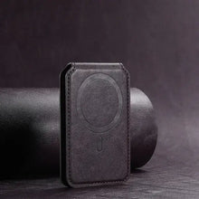 Cargar imagen en el visor de la galería, Luxury leather mobile MagSafe magnetic card holder for iPhone, sleek design for organizing essentials with style and convenience.