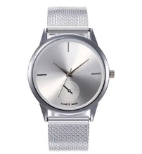 Load image into Gallery viewer, Sleek silver fashion watch with a minimalist design and metal mesh band, perfect for stylish occasions.