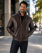 Cargar imagen en el visor de la galería, Winners Leather Jacket Handmade in the USA outdoors