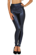 Load image into Gallery viewer, Woman wearing high-waist matte liquid leggings, black, full length, made in USA, showcasing sleek and stretchy fit, ideal for casual wear.