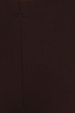 Charger l'image dans la galerie, Close-up of dark cotton blend footless leggings, showcasing stretchy fabric and seam details, ideal for yoga or casual wear.