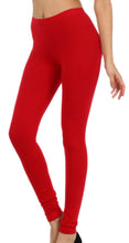 Charger l'image dans la galerie, Red footless stretch leggings, cotton blend, showcasing flexibility and comfort, perfect for yoga and casual wear.