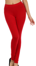 Charger l'image dans la galerie, Red cotton blend footless stretch leggings for casual and exercise wear, made in USA