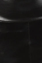 Charger l'image dans la galerie, Close-up of shiny liquid metallic high waist stretch leggings featuring black finish, made in USA, by Sakkas.