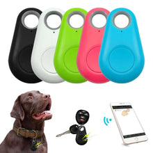 Load image into Gallery viewer, Colorful eThings Smart GPS Tracker Pet Locator shown with smartphone app and dog, highlighting Bluetooth tracking capabilities.