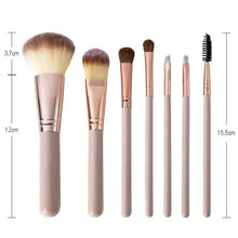 Cargar imagen en el visor de la galería, OmyBrush Brush Kit with premium leather case, featuring 7 high-quality makeup brushes for flawless applications.