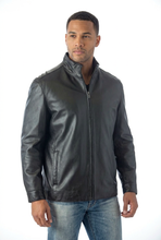 Load image into Gallery viewer, Man wearing a black leather jacket on a white background