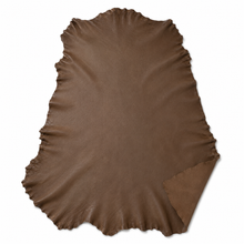 Cargar imagen en el visor de la galería, Medium Brown color reed sheepskin leather hide on a white background