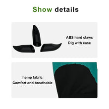 Cargar imagen en el visor de la galería, Close-up of garden gloves with claw attachments and hemp fabric, showcasing ABS hard claws for easy digging and breathable comfort.